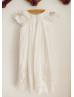 Ivory Cotton Eyelet Lace Knee Length Flower Girl Dress